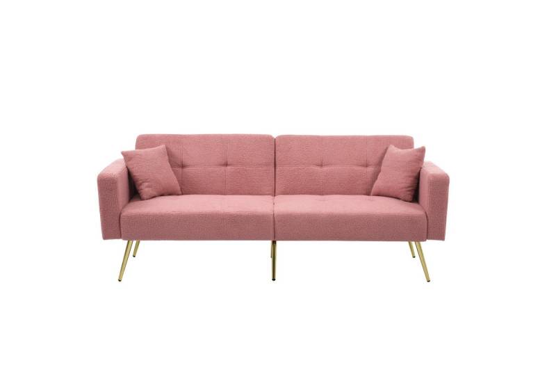 Gotagee Sofa mit Bettfunktion Schlafsofa mit Kissen goldenen Beinen Rosa von Gotagee