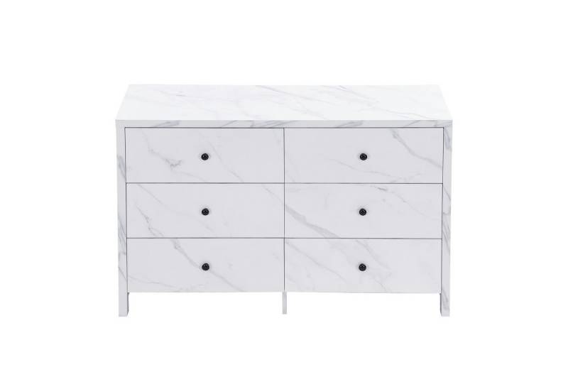 Gotagee Stauraumschrank Sideboard 120x40x80cm Lagerschrank Küchenschrank Anrichte Kommode 6 Schubladen und schwarzem Holzgriff von Gotagee