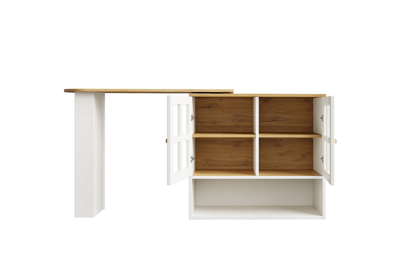 Gotagee Stehtisch 360°drehbare Essbar modern mit Snackregal 5 Ablageflächen Sideboard, drehbarer Sideboardschrank mit Regalen und Glas. von Gotagee