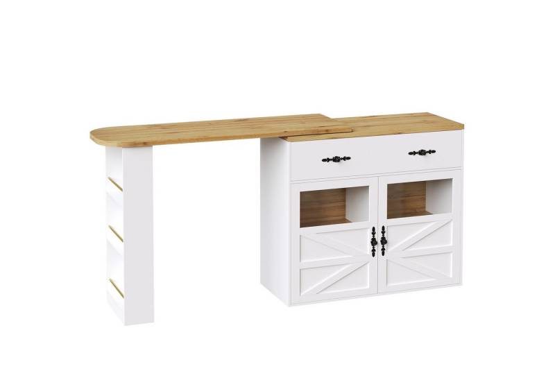 Gotagee Stehtisch Bar Table Hochtisch 138-204x39x104cm Essbar Moderner Beweglicher, Sideboardschrank mit Regalen von Gotagee