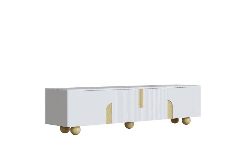 Gotagee TV-Schrank Fernsehschrank TV-Möbel 180 cm Medienkonsole Fernsehregal TV-Lowboard Marmoroptik-Oberfläche, kugelförmige Holzfüße von Gotagee