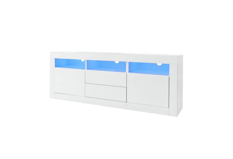 Gotagee TV-Schrank Hochglanz Fernsehschrank Smart App Steuerung TV-Ständer Sideboard 3 offenen Fächern 2 Türen 2 Schubladen für 70-Zoll-Fernseher von Gotagee