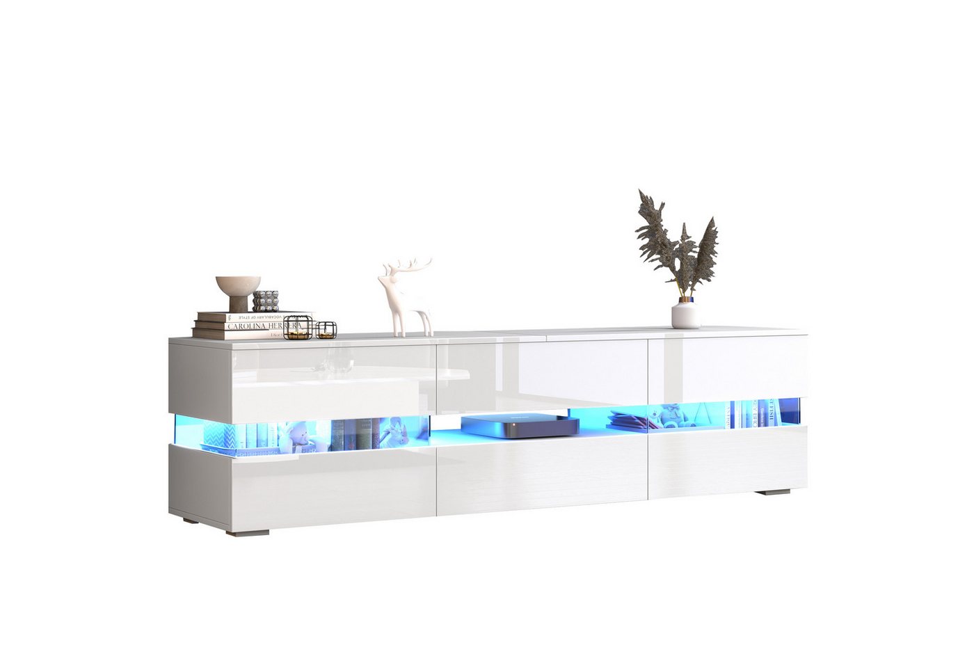 Gotagee TV-Schrank Hochglanz TV-Stände Wohnzimmerschrank Fernsehschrank Fernsehtisch Weiß 160x39x45 cm mit Acryl-Glaseinsatz und Drucköffnung Gotagee TV-Schrank Hochglanz TV-Stände Wohnzimmerschrank Fernsehschrank Fernsehtisch Weiß 160x39x45 cm mit Acryl-Glaseinsatz und Drucköffnung von Gotagee