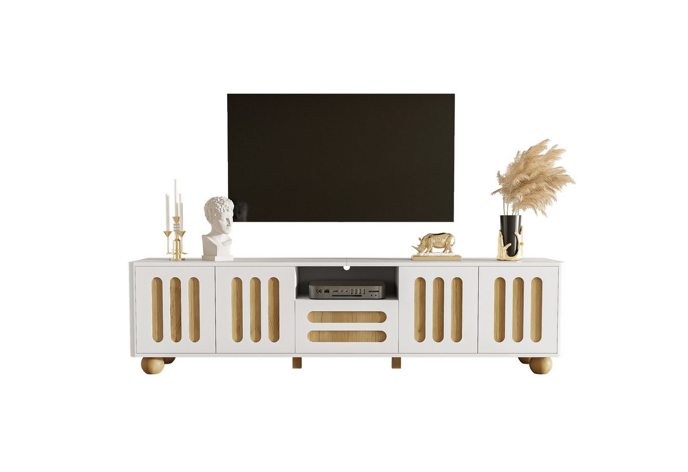 Gotagee TV-Schrank Moderner 180x40x47 cm Weiß Holzoptik 4 Türen 1 Schublade LED-Licht Gotagee TV-Schrank Moderner 180x40x47 cm Weiß Holzoptik 4 Türen 1 Schublade LED-Licht von Gotagee