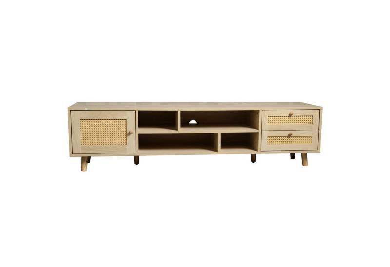 Gotagee TV-Schrank Premium 160cm Rattan-TV-Möbel Unterschrank TV-lowboards Schließfach für 70-Zoll-Fernseher - Kabelmanagement von Gotagee