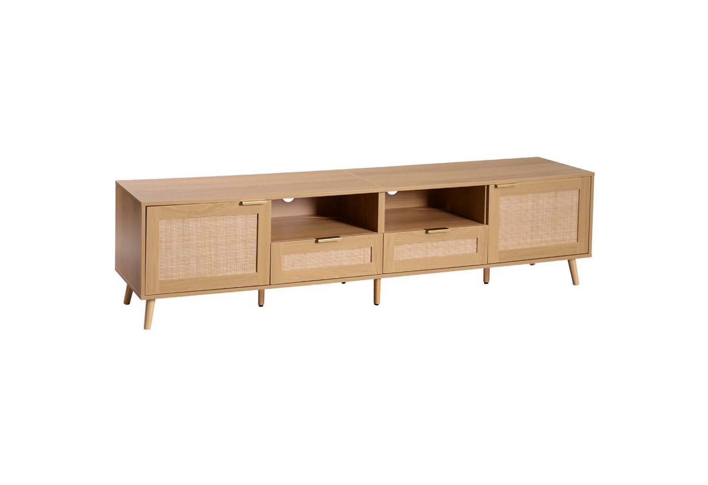 Gotagee TV-Schrank Rattan TV-Konsolentisch TV-Schrank echtem Rattandesign Fernsehtisch von Gotagee