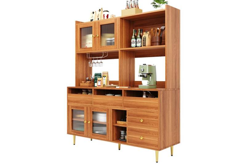 Gotagee Vitrine Restaurant-Hochschrank Schließfach Weinschrank Wohnzimmerschrank mehrschichtigem Stauraum von Gotagee