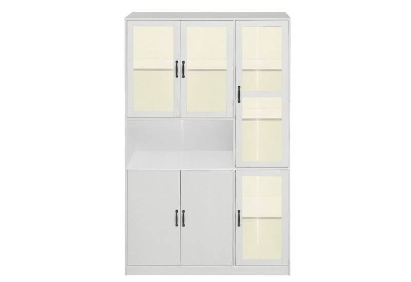 Gotagee Vitrine Vitrinenschrank Regalen Bücherregale Luxus-Küchenanrichte mit LED Weiß von Gotagee