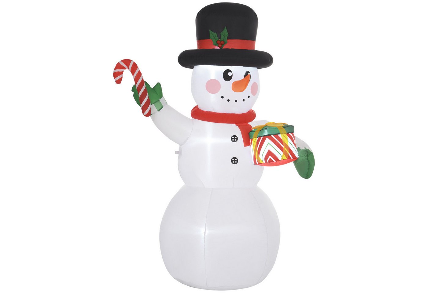 Gotagee Weihnachtsfigur Aufblasbar Weihnachtsdeko 180cm Schneemann mit LED Gartendeko Weiß von Gotagee