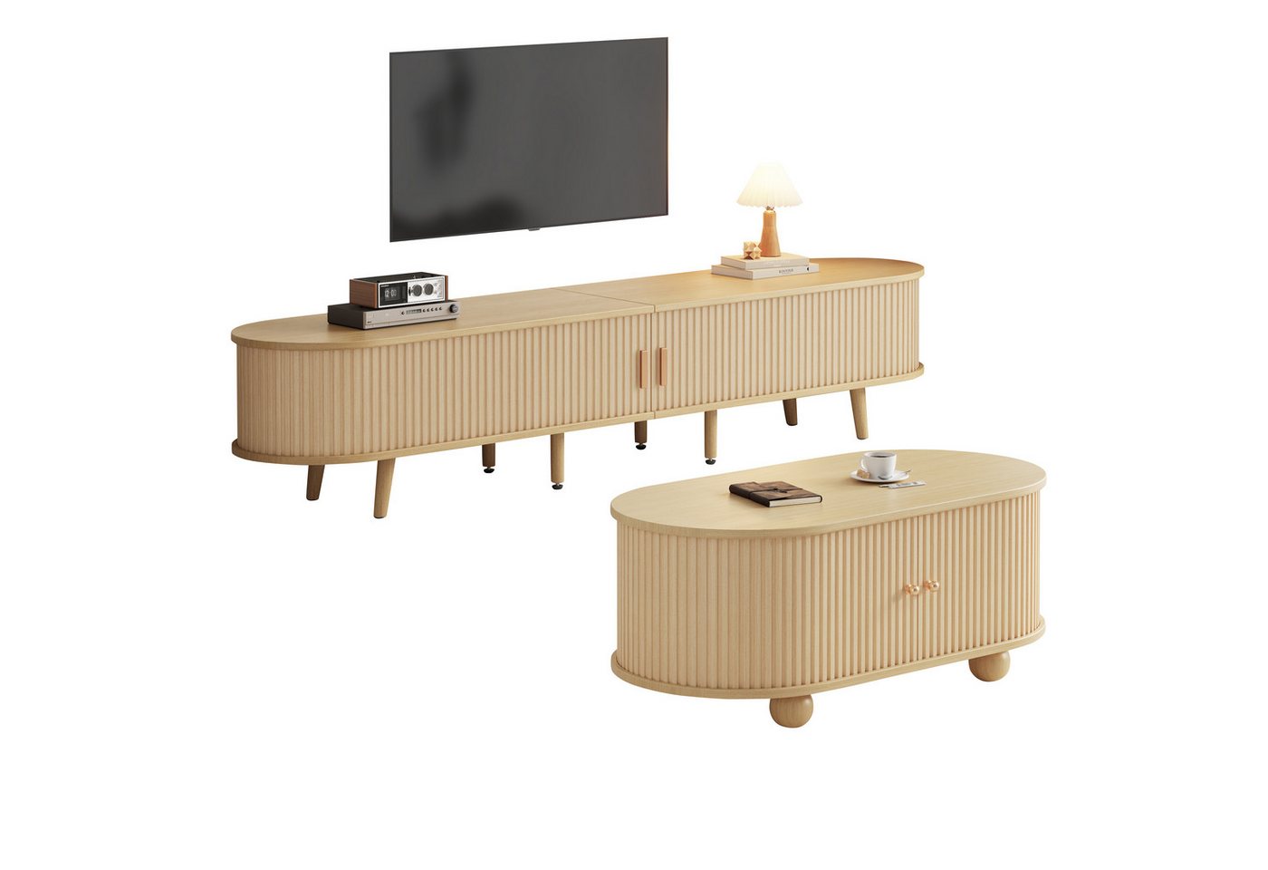 Gotagee Wohnzimmer-Set Möbelset Aufbewahrungsschrank-Set TV-Schrank-Set TV-Schrank+Couchtisch von Gotagee