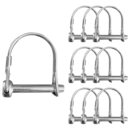 Gotetiso 10 Stück Klappsplint in D-Form Sicherungsstift 8 mm x 60 mm Rohrklappsplinte mit Rastverschluss Splinte Sicherungsbolzen Rohr Sicherungssplint Verzinkt Klappsplint für Garten Bauernhof Rasen von Gotetiso