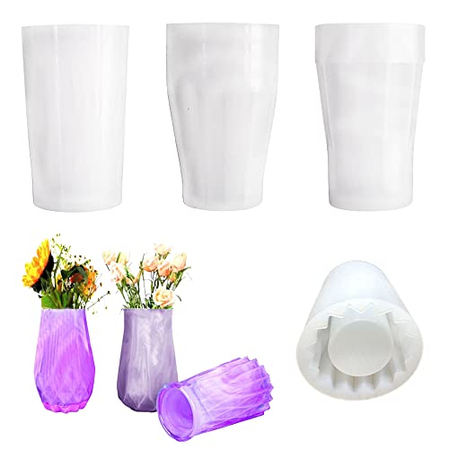 Gotetiso 3 Stück Silikonform Vase Blumenvasen Harz Formen Silikonformen Epoxidharz DIY Pflanzen Vase Silikonform Tasse Epoxidharz Formen Vase Gießformen Blumen Topf Silikonform Home Tischdekoration von Gotetiso