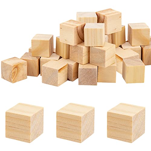 Gotetiso Holzwürfel 30 Stück Kleine Holzwürfel Blanko Holz Würfel Bastelwürfel Naturbelassen Unbehandelt Blanko Würfel Holzblöcke Holzblöcke Bauklötze Holz Basteln Puzzle DIY Handwerk Bemalen 3x3x3cm von Gotetiso