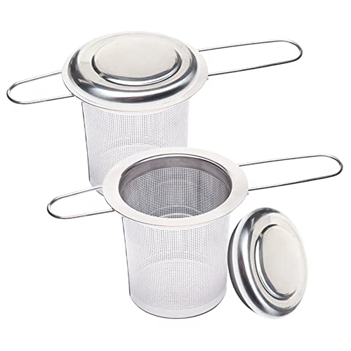 Gotetiso Teesieb für Tasse 2 Stück Teefilter und Deckel Teesieb für Losen Tee Edelstahl Faltbare Fein Mesh Tee Ei Sieb Teesieb für Teekanne Ein Tee Sieb für die Meisten Tee Tassen Teekanne Tee Schalen von Gotetiso