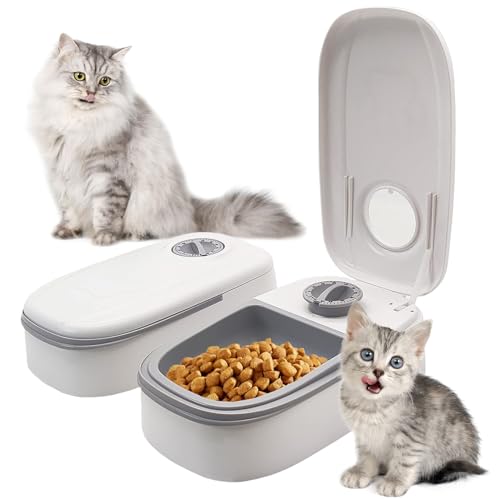 GothicBride Futterautomat Katze, 700ML Futterspender Katze mit 48 Stunden Timer, Katzenfutter Automat 2 Mahlzeiten Futterautomat Hund für Nassfutter und Trockenfutter GothicBride Futterautomat Katze, 700ML Futterspender Katze mit 48 Stunden Timer, Katzenfutter Automat 2 Mahlzeiten Futterautomat Hund für Nassfutter und Trockenfutter von GothicBride