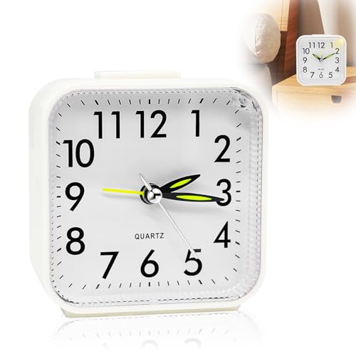 GothicBride Wecker Analog Ohne Ticken mit Licht, Analoger Wecker Ohne Ticken, Tragbarer, Schlummerfunktion, Batteriebetrieben, Lauter Alarm für Tiefschläfer, Reisen Wecker für Hörgeschädigte Weiß GothicBride Wecker Analog Ohne Ticken mit Licht, Analoger Wecker Ohne Ticken, Tragbarer, Schlummerfunktion, Batteriebetrieben, Lauter Alarm für Tiefschläfer, Reisen Wecker für Hörgeschädigte Weiß von GothicBride