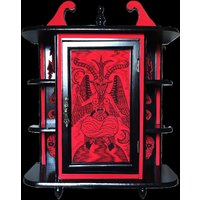Baphomet Wandschrank Aus Holz, Ein Kleines, Besonderes Möbelstück Mit Handbemaltem Samt von GothicMystikShop