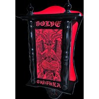 Baphomet Wandschrank Aus Massivem Holz, Ein Besonderes Vintage Möbelstück Mit Handbemaltem Samt von GothicMystikShop