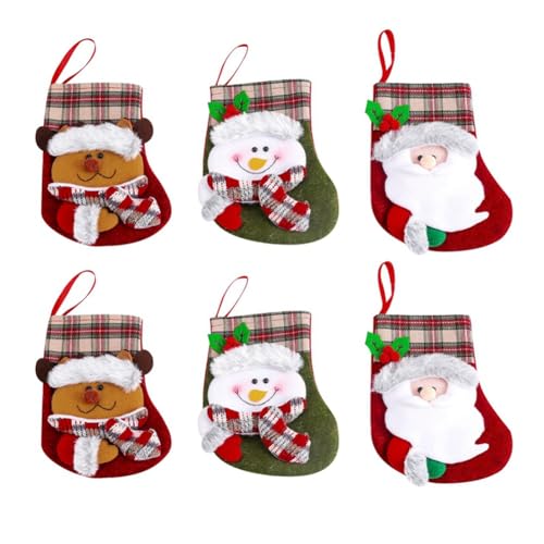 Gotoger Weihnachtsstrümpfe Süßigkeiten Geschenktüte 3D Weihnachtsmann Schneemann-Elch Socken Dekoration 18x9x14cm von Gotoger