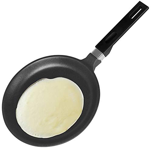 Gotoll Crepe Pfanne 24 cm, Pfannkuchenpfanne Induktion, Aluguss beschichtet, Palatschinkenpfanne, Pancake Pfanne BPA frei, Schwarz von Gotoll