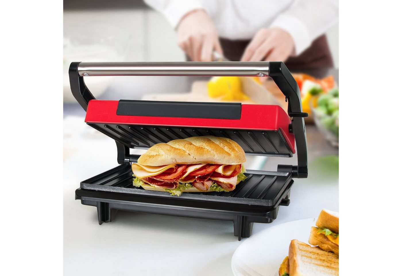 Gotoll Kontaktgrill GL311, 750 W, Sandwichmaker Sandwichtoaster Paninigrill Tischgrills Elektrogrill von Gotoll