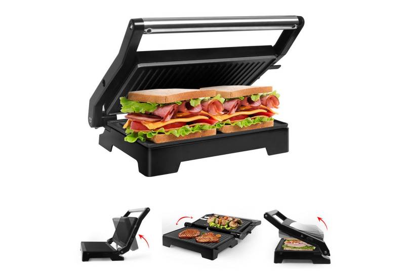 Gotoll Kontaktgrill GLHS152D, 1000,00 W, Panini Maker Sandwichtoaster 180° Tischgrill von Gotoll