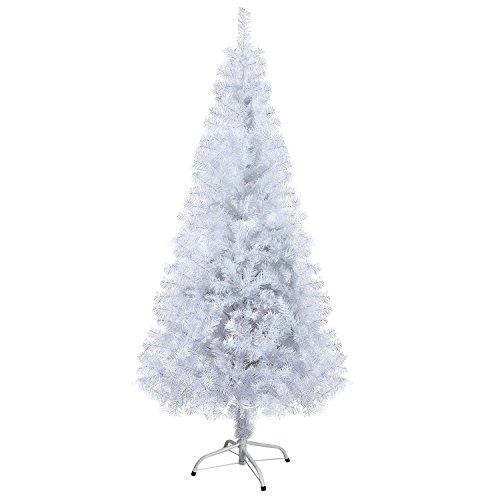 Gotoll Künstlicher Weihnachtsbaum Weiss, Tannenbaum 120 cm Hohe, Christbaum in weiß, inkl. Metallständer, Schneeeffekt, Weihnachtsdeko von Gotoll