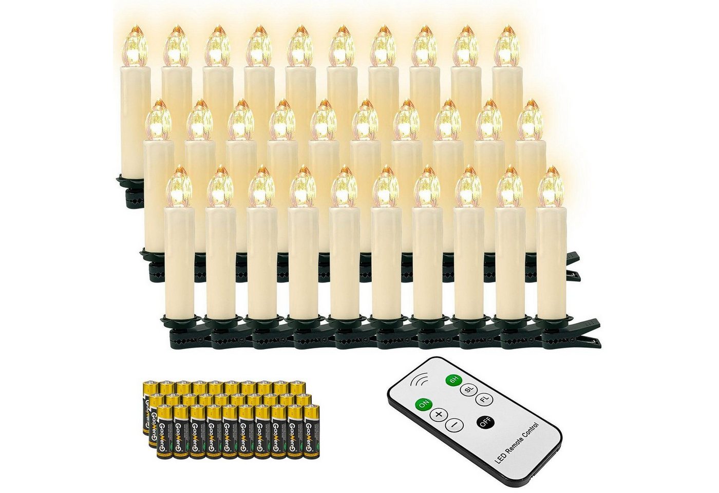 Gotoll LED-Christbaumkerzen CH0X0_B-NEW, Weihnachtskerzen kabellos Weihnachtsbaumkerzen mit Batterie von Gotoll