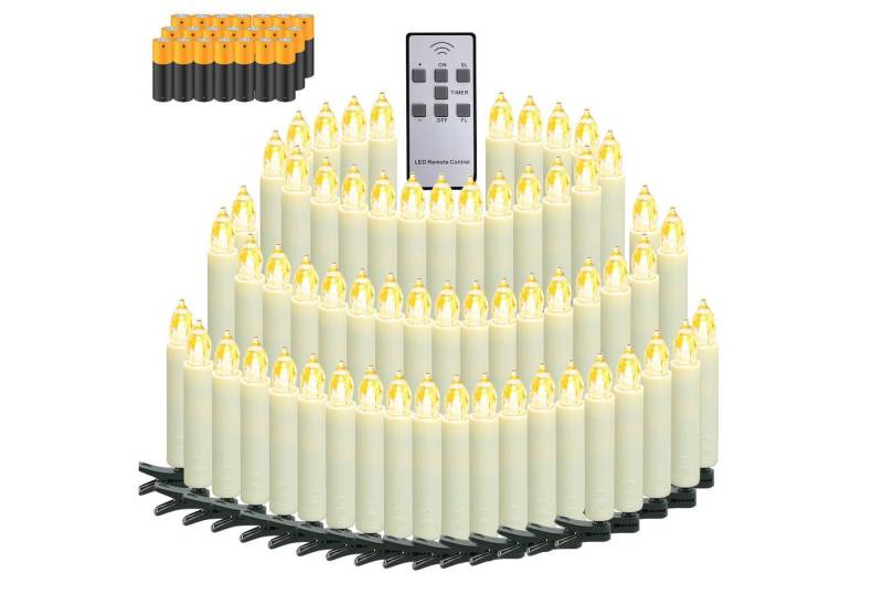 Gotoll LED-Christbaumkerzen D-LZ40-B weihnachtsbaumkerzen kabellos mit Clip Fernbedienung Batterie, 20/30/40er 6 Stunden Timer 3 Modi weihnachtsdeko von Gotoll