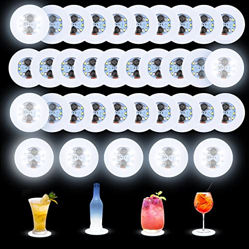 Gotrain 20 weiße LED-Untersetzer mit LED-Aufklebern, superhelle LED-Flaschenlampe mit 6 Lichtperlen, für Bar, Bier, Getränke, Untersetzer für Party, Club, Geburtstagsdekoration (35) von Gotrain