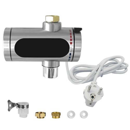 3KW Elektrischer Wasserhahn Kompakter Durchlauferhitzer Mini Durchlauferhitzer Sofortiger Warmwasserbereiter mit LED Temperaturanzeige im Garten, Werkstatt, Terrasse, Wohnwagen von Gotrain