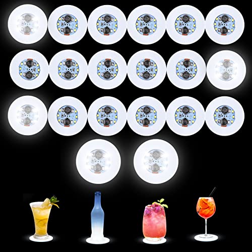 Gotrain 20 weiße LED-Untersetzer mit LED-Aufklebern, superhelle LED-Flaschenlampe mit 6 Lichtperlen, für Bar, Bier, Getränke, Untersetzer für Party, Club, Geburtstagsdekoration (20) von Gotrain