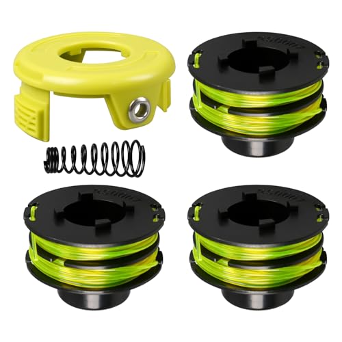 RAC118 Rasentrimmerspule für Ryobi Trimmer, Trimmer Fadenspule für Ryobi RLT3025F / S, RLT3525S, 1.2mm 8.4m Trimmer Spule Ersatz (3 Spule + 1 Abdeckung + 1 Feder) von Gotrain