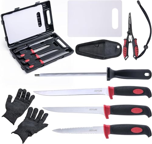 Goture Fischmesser set, Angelmesser set, Filetiermesser Fisch, Filetier-Angelset, Angelmesser mit Scheide, Schärfer, Filetiermesser, Messerset, Angelausrüstung, Grillmesser, Angelgeschenke für Männer von Goture