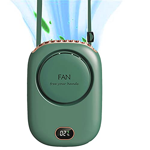 Tragbarer Mini-Ventilator, hängender Hals, wiederaufladbar, tragbar, Sommer-Kühlventilator mit Umhängeband und Halterung, leistungsstarker 3 Geschwindigkeiten, 120 Grad Weitwinkel, Clip an der Taille von Gouccpu