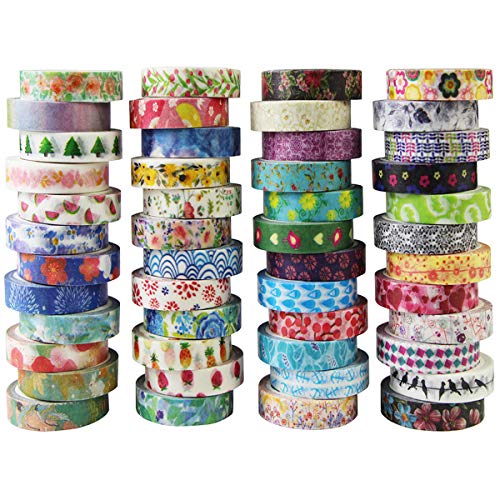 Gouert Dekorative klebeband Washi Tape Set 48 Rollen Masking Tape Selbstklebend Dekoband Bunte Designs für DIY Craft Scrapbooking Geschenkpapier von Gouert