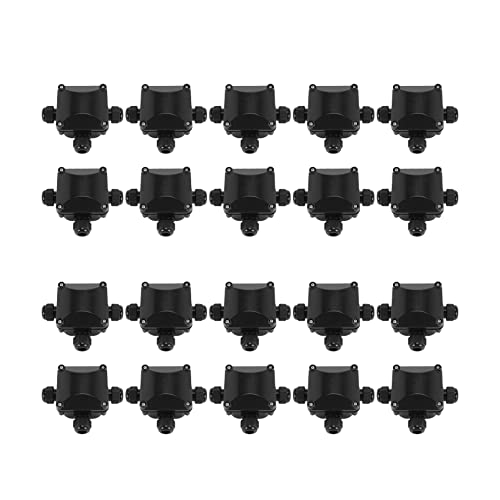 Goufride 20 Stück 3 Wege Abzweigdose, IP 68 Wasserdichte Steckverbinder für Außenbeleuchtung Externe Abzweigdose Schwarz Goufride 20 Stück 3 Wege Abzweigdose, IP 68 Wasserdichte Steckverbinder für Außenbeleuchtung Externe Abzweigdose Schwarz von Goufride