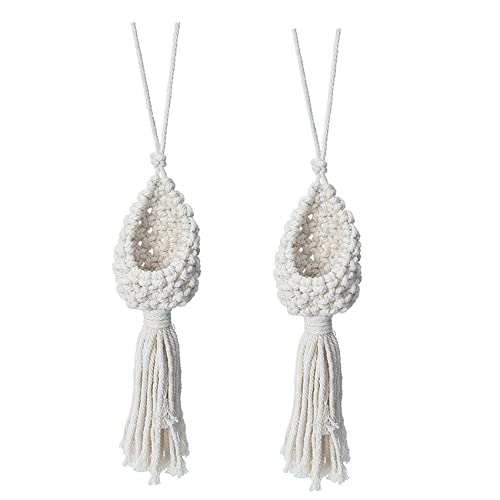 Goufride 2X Boho Makramee Luft Anlage Kleiderbügel Tillandsia Hängender Korb Seil Halter Hause (13CM) von Goufride