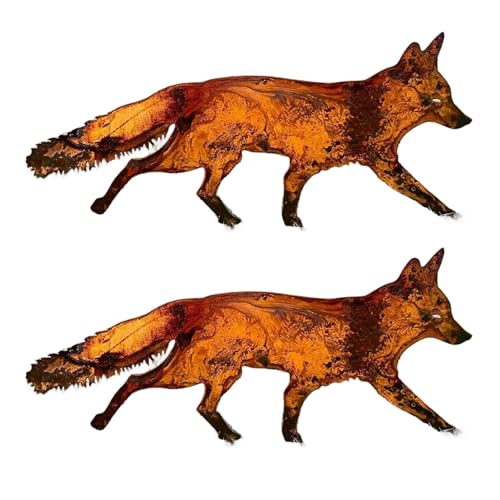 Goufride 2X Hinterhältige Rustikale Metallfuchs-Gartendekoration mit Pfählen - Waldtiere, Hofgeschenk für Sie - Geburtstagsgeschenk - Kunstskulpturen B Goufride 2X Hinterhältige Rustikale Metallfuchs-Gartendekoration mit Pfählen - Waldtiere, Hofgeschenk für Sie - Geburtstagsgeschenk - Kunstskulpturen B von Goufride