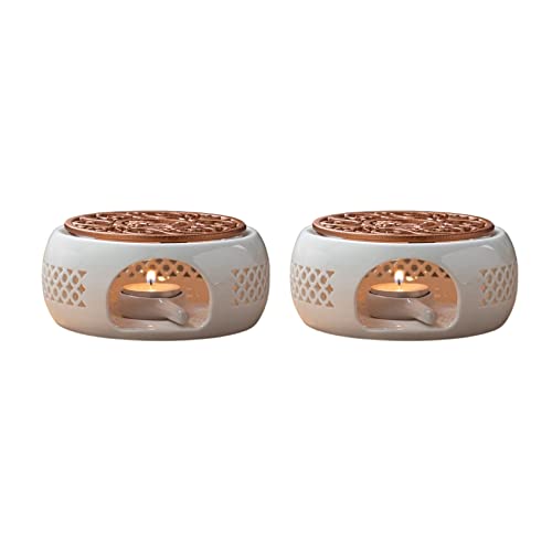Goufride 2X Keramik Teekannenwärmer Halter Basis Teewärmer Isolierung Basis Tee Kaffee Wasserwärmer Kerzenheizung Basis Halter Teegeschirr von Goufride