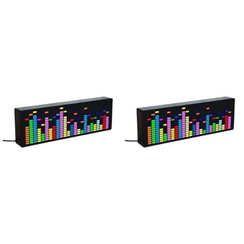 Goufride 2X LED Musik Rhythmuslichter Sprache Sensor 1624 RGB Atmosphären Pegel Anzeige mit Uhr Anzeige (Kabel Steuerung) von Goufride