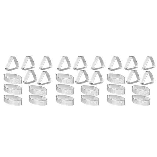 Goufride 3 x Kuchenform in Bootsform und dreifach eckiger Edelstahl-Törtchenring-Turm-Kuchenform, perforierter Kuchen-Mousse-Ring von Goufride
