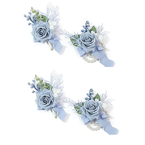 Goufride 4-Teiliges Set Aus Staubblauen Ansteckblumen und Boutonniere-Armbändern für Den Abschlussball mit Künstlichen Blumen Goufride 4-Teiliges Set Aus Staubblauen Ansteckblumen und Boutonniere-Armbändern für Den Abschlussball mit Künstlichen Blumen von Goufride