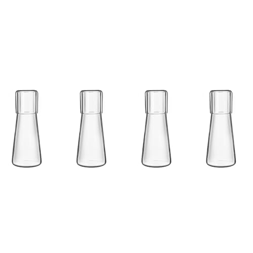 Goufride 4 x transparente Nachttisch-Wasserkaraffen mit Trinkglas für Schlafzimmer, Nachttisch, Wasserkaraffe mit Glas, mit Tassen-Set von Goufride