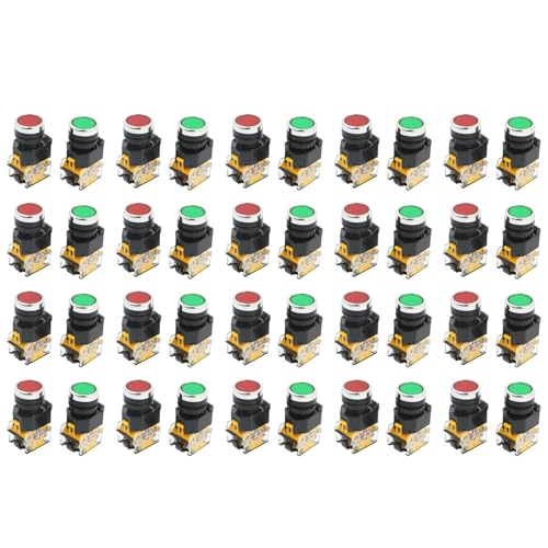 Goufride 40Pcs 22Mm Mount 10A 380V DPST Rot GrüN Momentary Push Button Switch Goufride 40Pcs 22Mm Mount 10A 380V DPST Rot GrüN Momentary Push Button Switch von Goufride