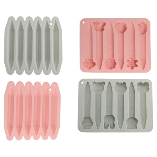Goufride 4Er Pack Assorted Crayon Mold Cavities 3D Crayon Silikonform Triangle Crayon Mold Silikon Schokoladenform von Goufride