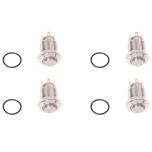 Goufride 4X 3V Drucktaster Taster Klingeltaster Klingelknopf Blau LED 12mm Silberfarbe von Goufride