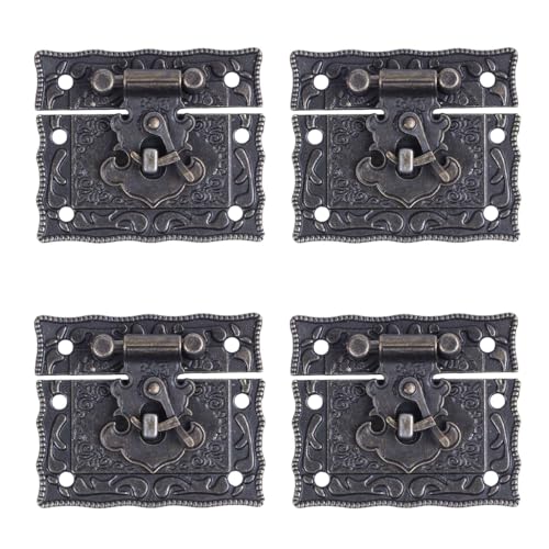 Goufride 4X Holzkoffer Brust Box Rechteck Verschluss Haspe Riegel Bronze von Goufride