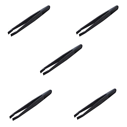Goufride 5X Handwerkzeug Schwarzer Kunststoff Flache Spitze Anti- Pinzette von Goufride