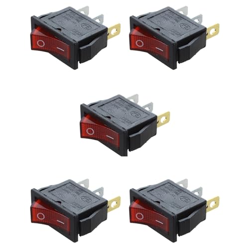 Goufride 5X Wippschalter ON OFF Bipolar 28X10mm 250V 15A 3 Anschluesse RED von Goufride